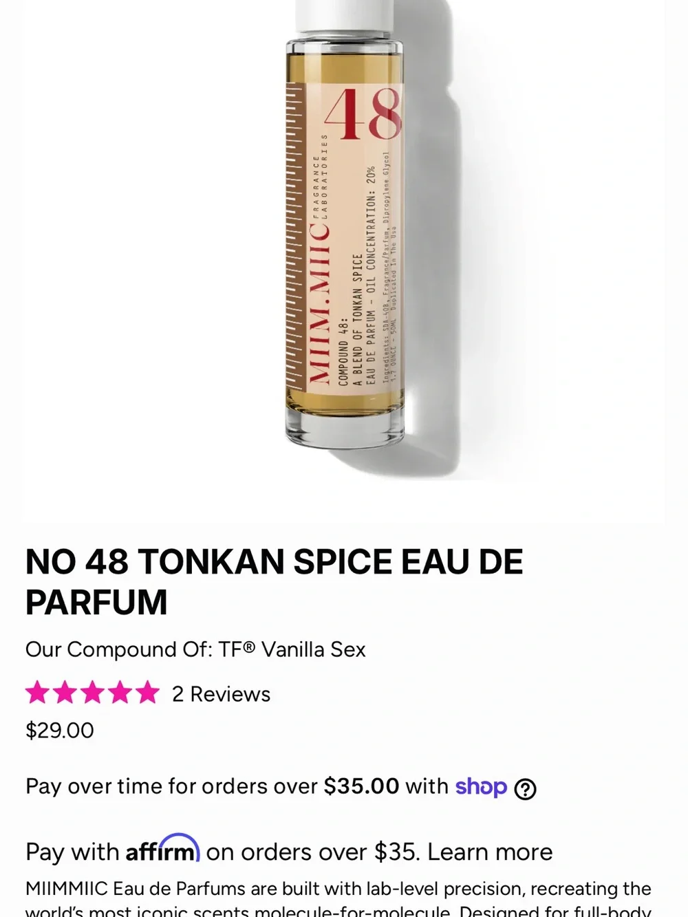 Miimiic tonkan spice (tom ford vanilla sex)